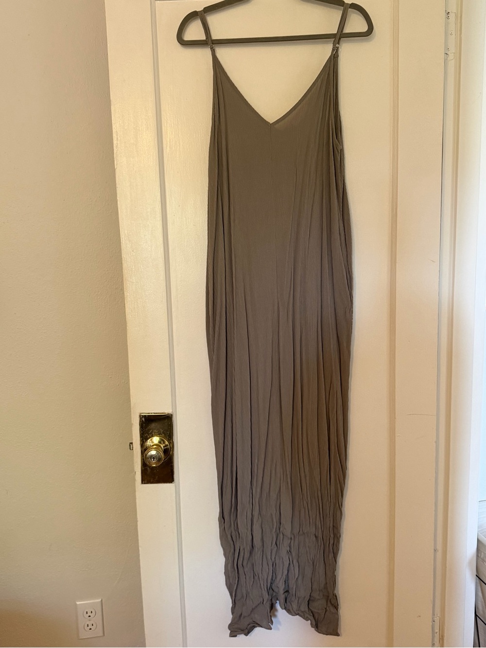 lovestitch Gray Maxi Slip Dress with V-Neck